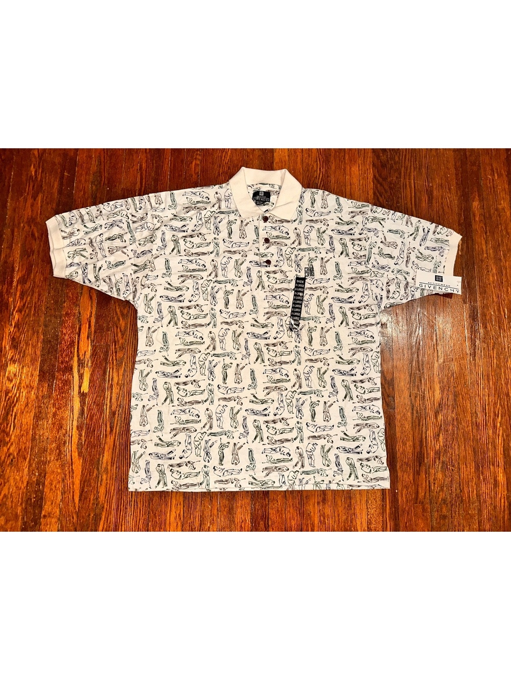 NWT Givenchy Activewear XL White Cream Green Preppy Golf Polo Shirt